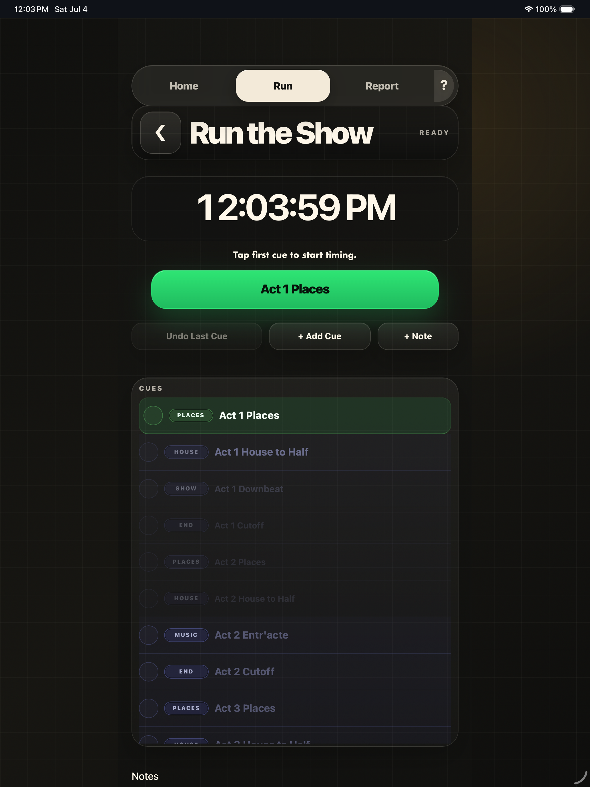 CallTime run workflow on iPad